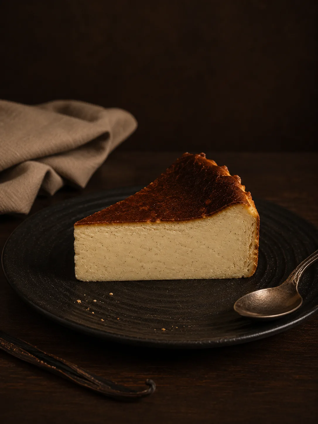Original basque cheesecake slice
